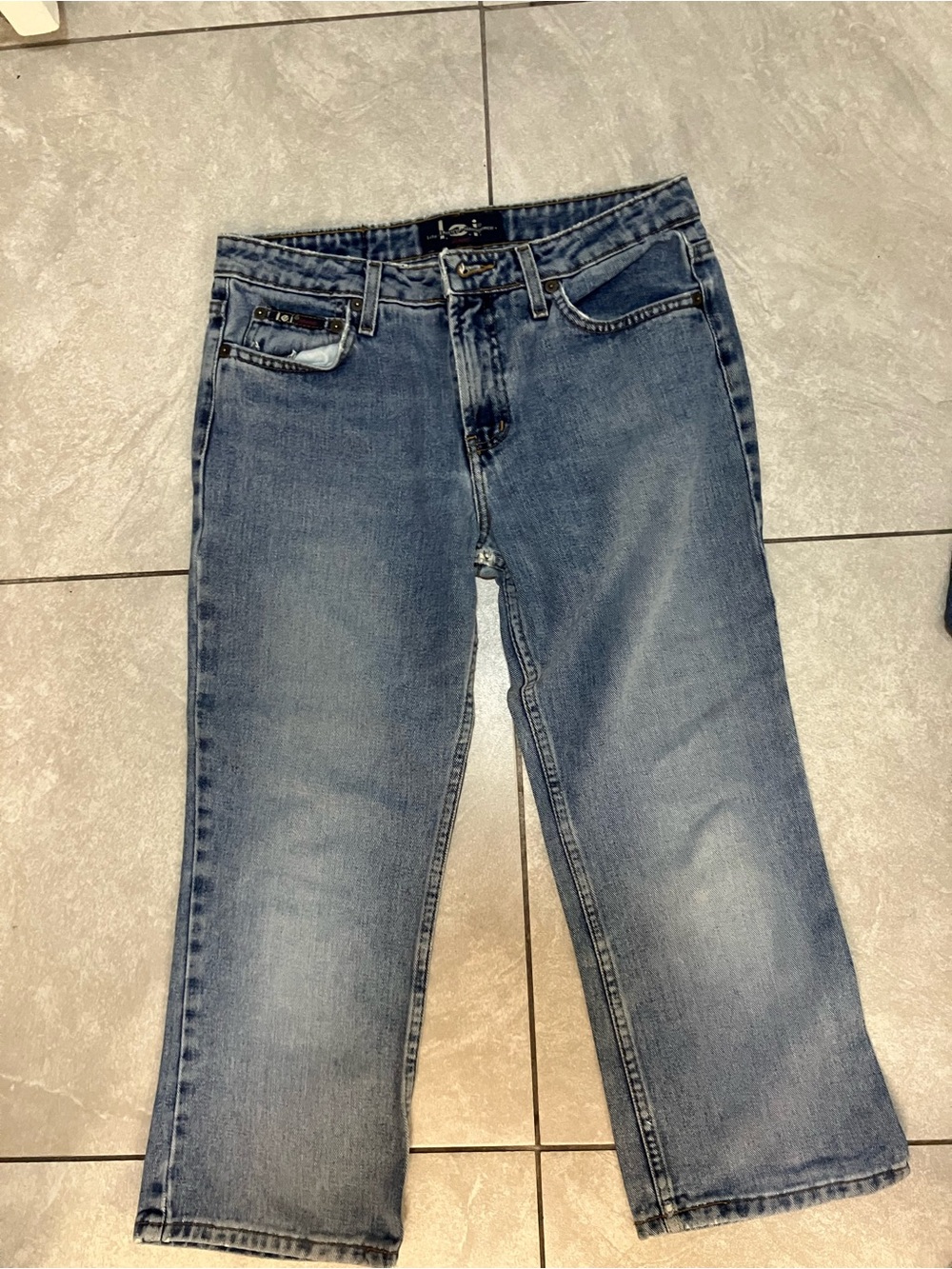lei Women's Cropped Blue Denim Jeans